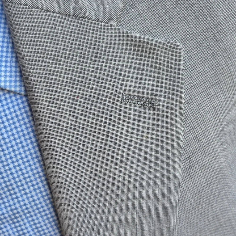 BROOKS BROTHERS 346 Stretch Light Grey Beige Solid Weave Sz 46 R Mens Sport Coat - Picture 3 of 6